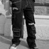 White stitched black cargo