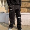 White stitched black cargo