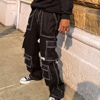 White stitched black cargo
