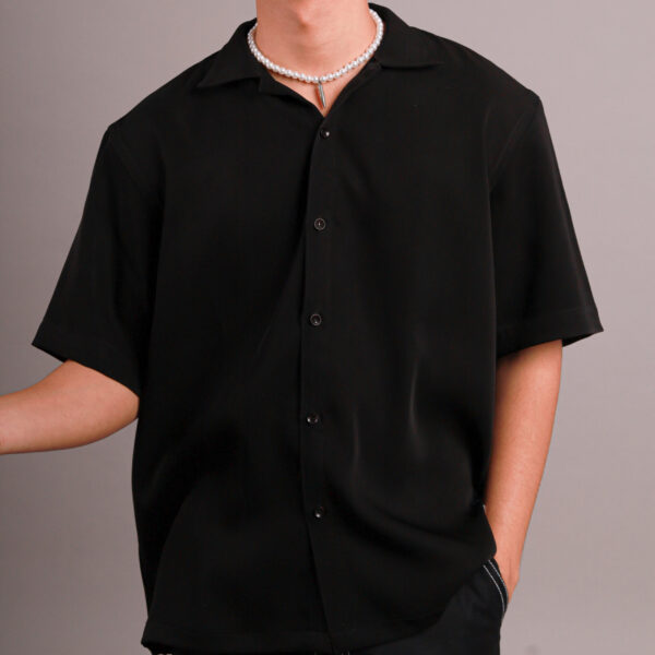 satin silk black shirt - Image 2