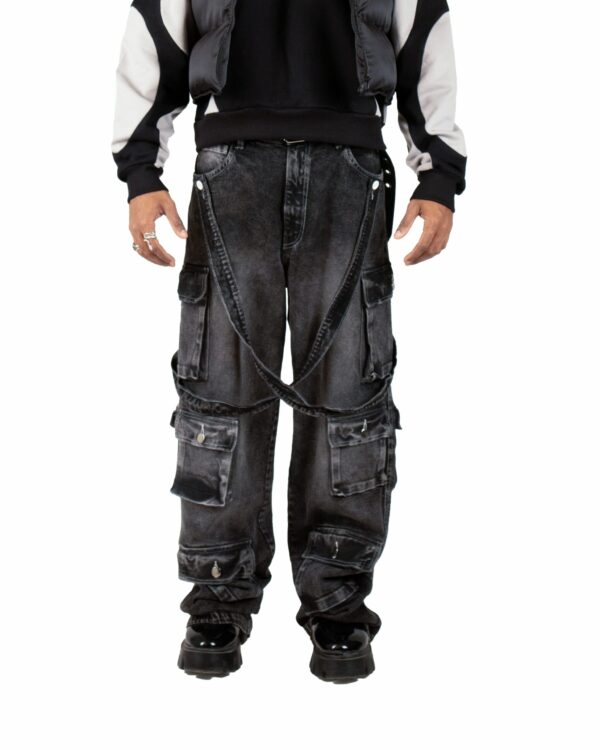Men's Vintage Washed Cargo Pants with Utility Straps