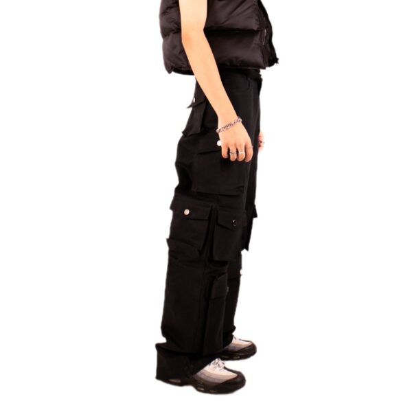 Men's Black Multi-Pocket Cargo Pants - Image 2