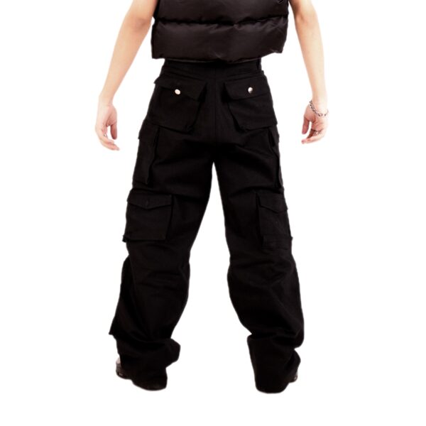 Men's Black Multi-Pocket Cargo Pants - Image 3