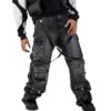 Men's Vintage Washed Cargo Pants with Utility Straps