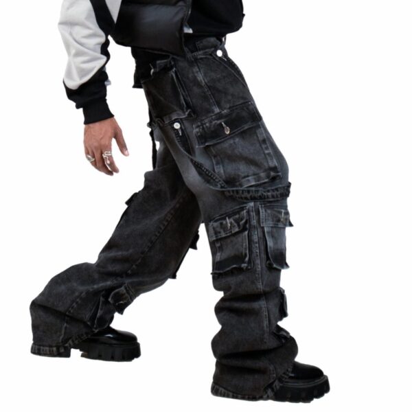 Men's Vintage Washed Cargo Pants with Utility Straps - Image 2